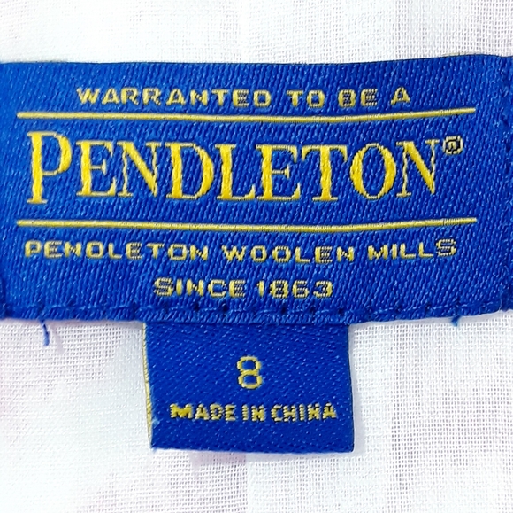 Pendleton Cotton Midi Dress Pink on White Sleeveless Wrap Lined Size 8 - Picture 8 of 16